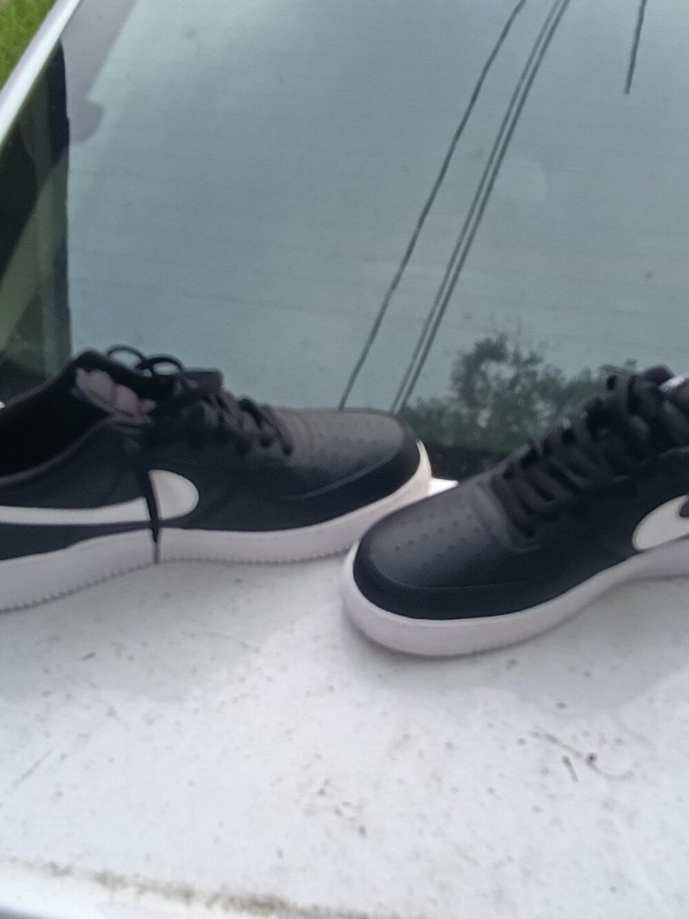 Excellent condition black and white Air Force ones size 13